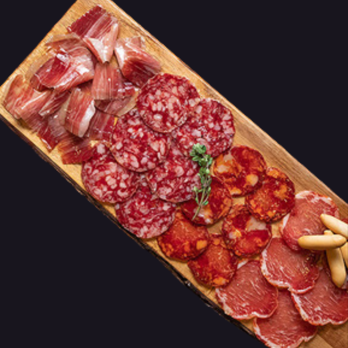 Board of Ibéricos: Jamon, Lomo, Salchichon, and Chorizo..